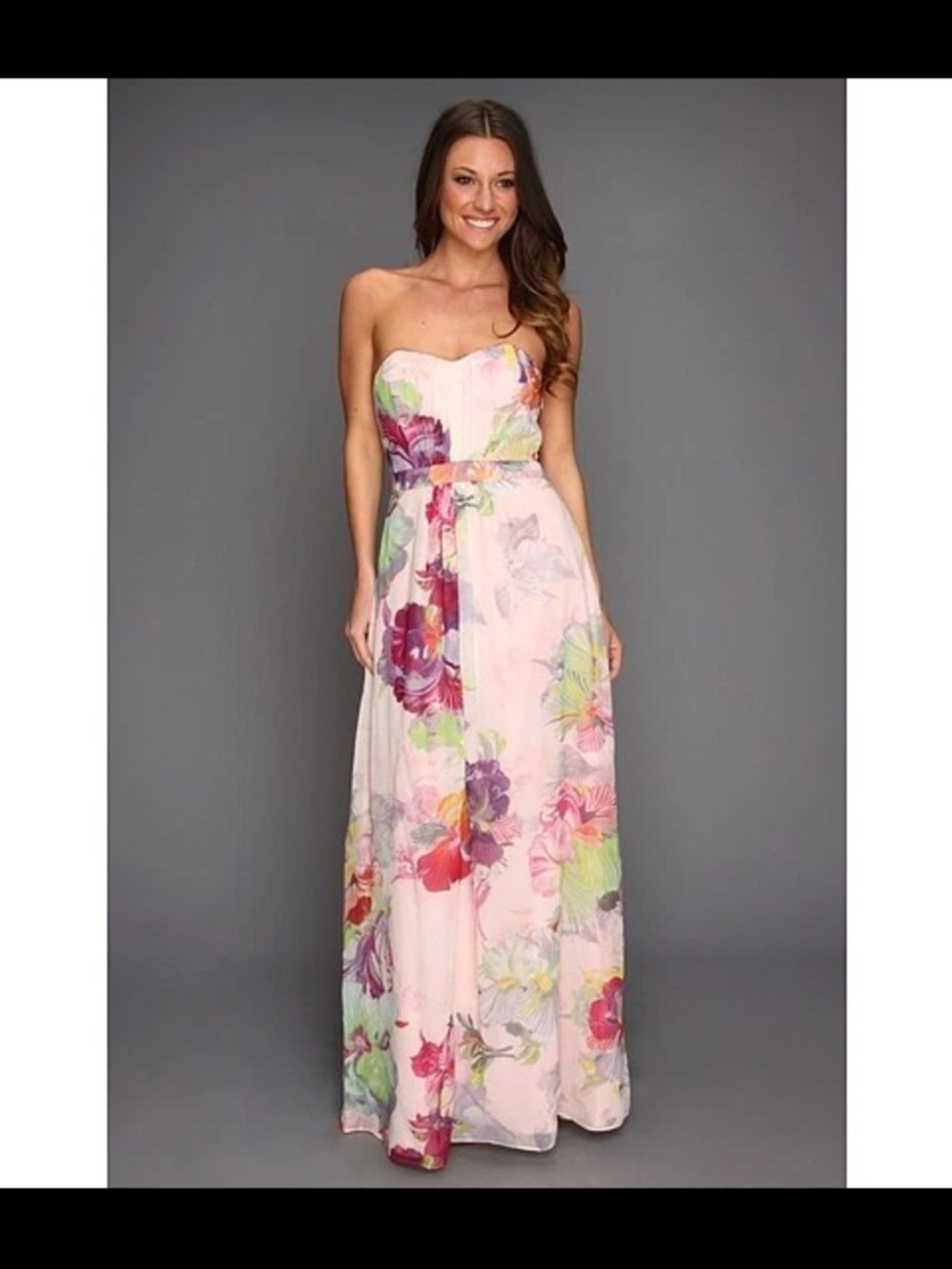 Ted Baker Gojji Treasured Orchid Print Maxi Dress 100% Silk